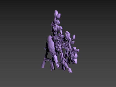 Bird Flowers Relief for CNC 3D Модель