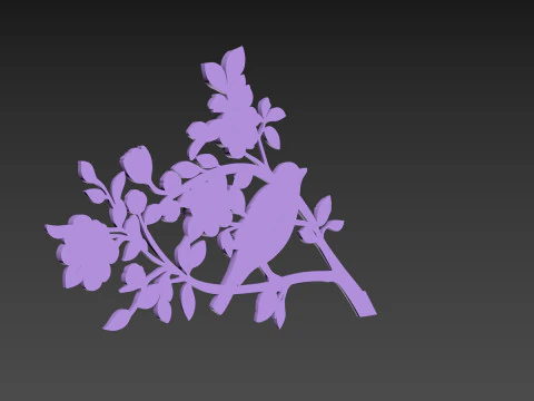 Bird Flowers Relief for CNC 3D Model