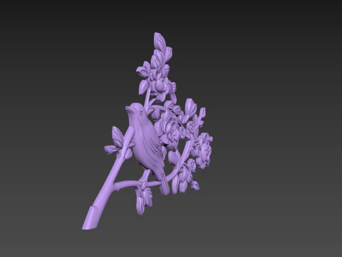 Bird Flowers Relief for CNC 3D Model