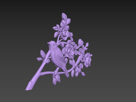 Bird Flowers Relief for CNC 3D Модель