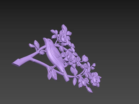 Bird Flowers Relief for CNC 3D Model