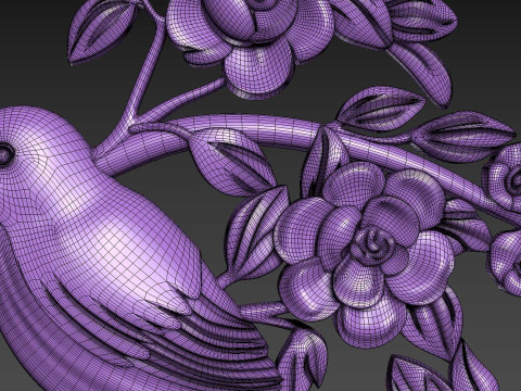 Bird Flowers Relief for CNC 3D Модель