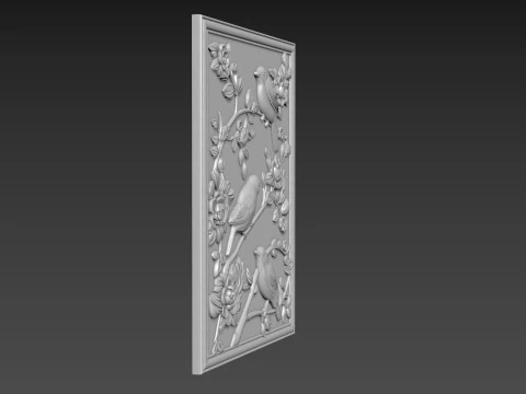 Birds Wall Decor Bas-Relief 3D Model