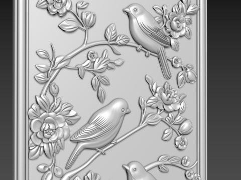 Birds Wall Decor Bas-Relief 3D 模型