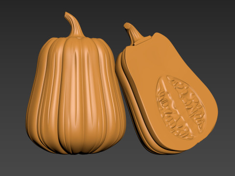Pumpkin Vegetable 3 Half of Pampkin 3D Print Model