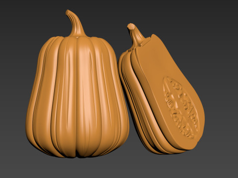 Pumpkin Vegetable 3 Half of Pampkin 3D Print Model