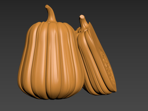 Pumpkin Vegetable 3 Half of Pampkin 3D Print Model