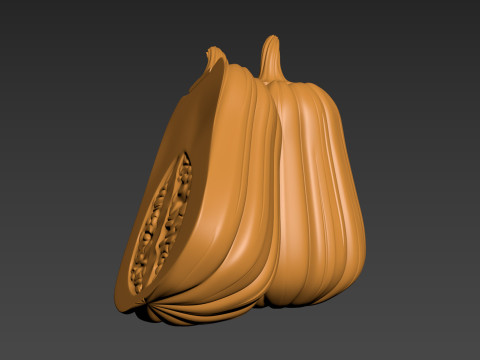 Pumpkin Vegetable 3 Half of Pampkin 3D Print Model