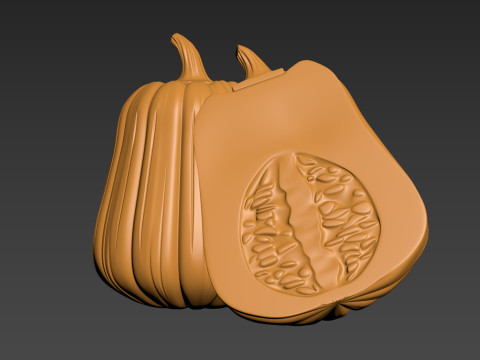 Pumpkin Vegetable 3 Half of Pampkin 3D Print Model