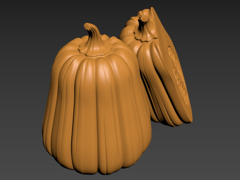 Pumpkin Vegetable 3 Half of Pampkin 3D Print Model