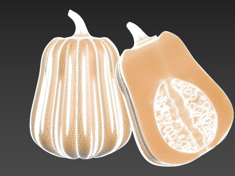 Pumpkin Vegetable 3 Half of Pampkin 3D Print Model