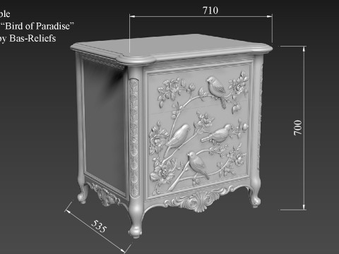 Bedside table for CNC furniture carving Modèle 3D
