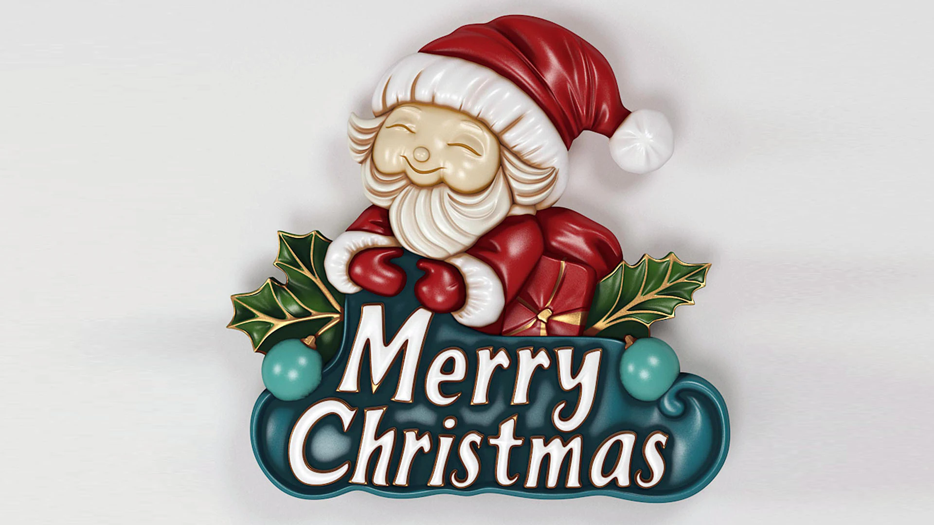 Merry Christmas Santa Claus 3D Relief 3D Print Model .c4d .max .obj .3ds .fbx .stl .blend 