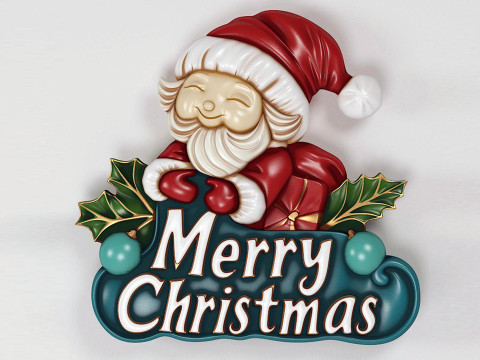 Merry Christmas Santa Claus 3D Relief 3D Принт Модель