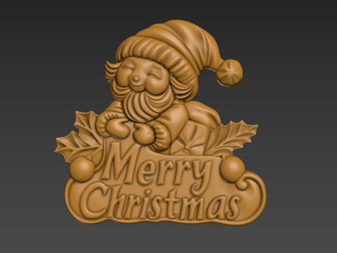 Merry Christmas Santa Claus 3D Relief Modello di stampa 3D