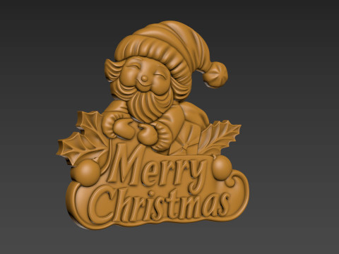 Merry Christmas Santa Claus 3D Relief Modello di stampa 3D