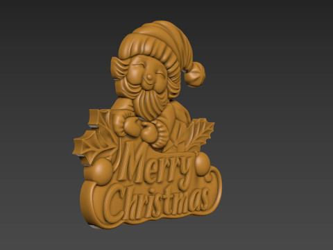 Merry Christmas Santa Claus 3D Relief Modello di stampa 3D