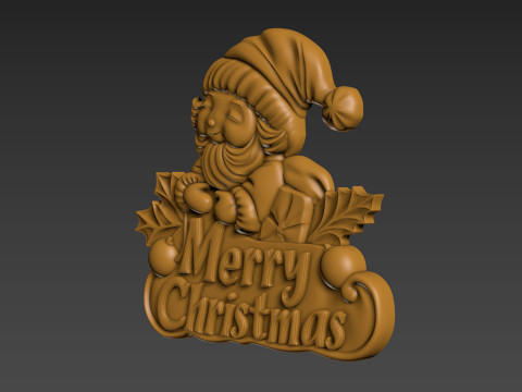 Merry Christmas Santa Claus 3D Relief Modello di stampa 3D
