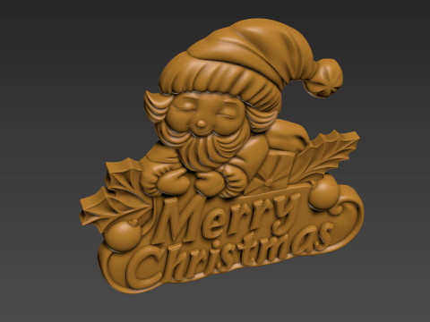 Merry Christmas Santa Claus 3D Relief Modello di stampa 3D