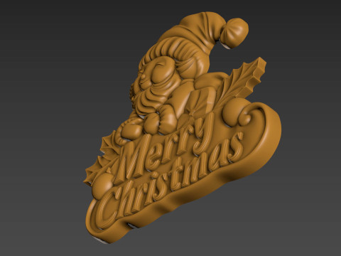Merry Christmas Santa Claus 3D Relief Modello di stampa 3D