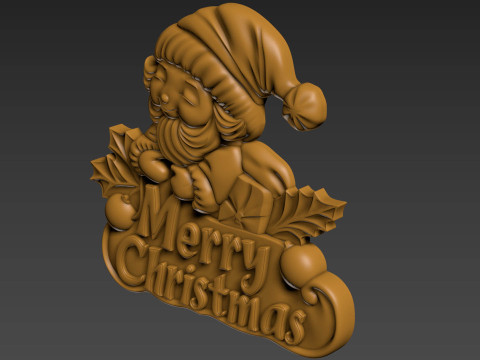 Merry Christmas Santa Claus 3D Relief Modello di stampa 3D