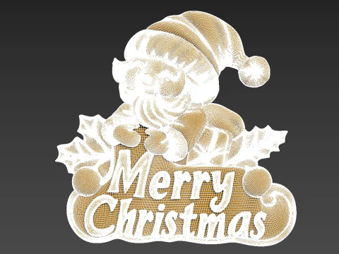 Merry Christmas Santa Claus 3D Relief 3D Print Model