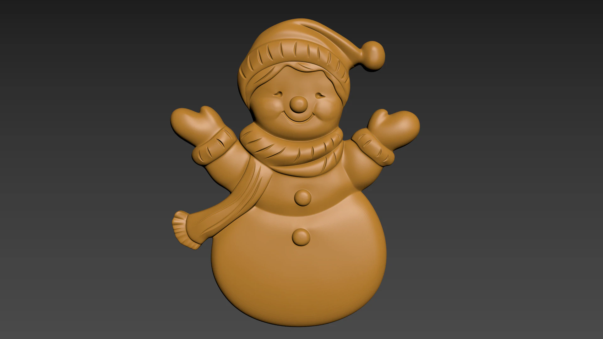 Snowman Relief 3D Print Model .c4d .max .obj .3ds .fbx .stl .blend