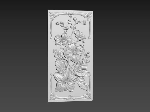 Orchids Flowers Relief 3D Model