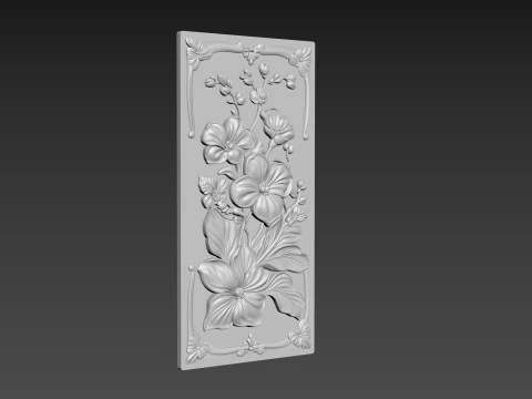 Orchids Flowers Relief 3D Model