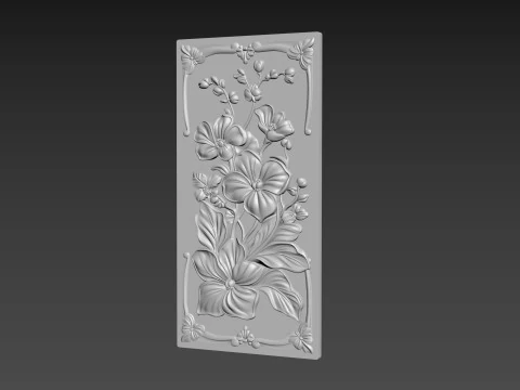 Orchids Flowers Relief 3D Model