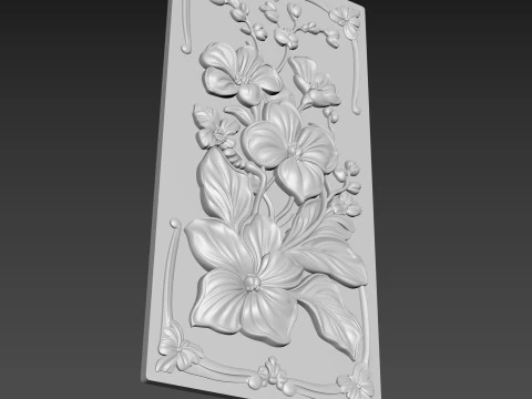 Orchids Flowers Relief 3D Model