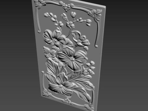 Orchids Flowers Relief 3D Model