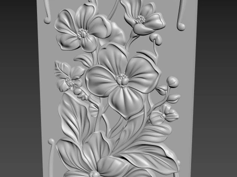 Orchids Flowers Relief 3D Model