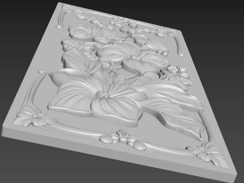 Orchids Flowers Relief 3D Model