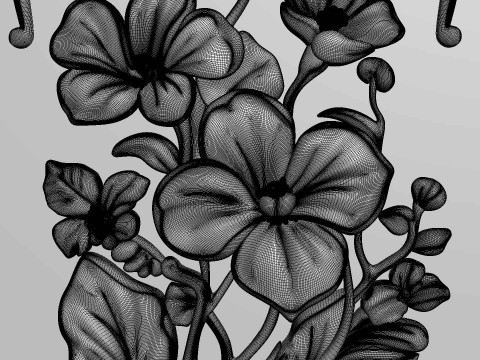 Orchids Flowers Relief Modelo 3D