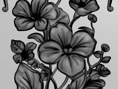 Orchids Flowers Relief 3D Model