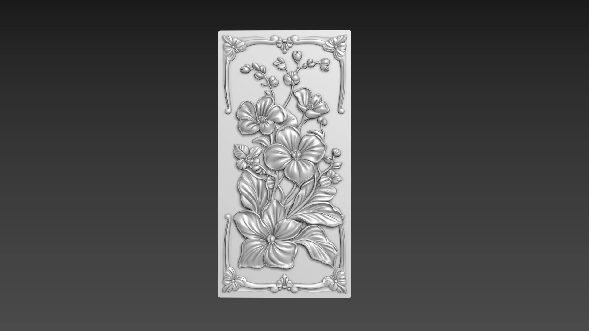Orchids Flowers Relief 3D Model .c4d .max .obj .3ds .fbx .stl .blend 