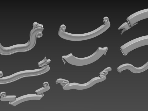 Ribbons for inscription logo emblem 9pcs 3D 모델