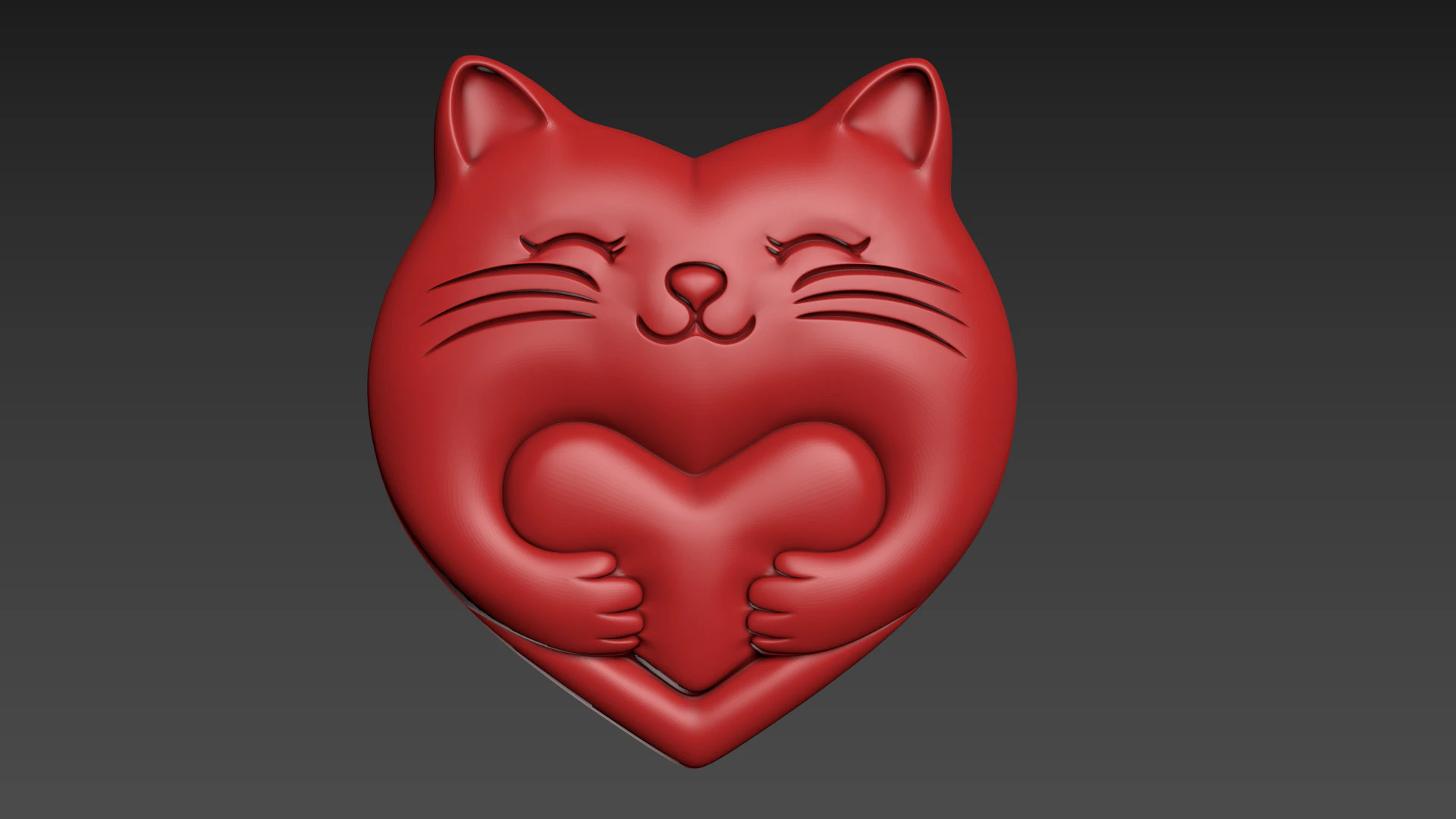 Heart Cat Valentines Day 3D Print Model .c4d .max .obj .3ds .fbx .stl .blend 