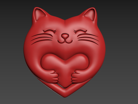 Heart Cat Valentines Day Modello di stampa 3D