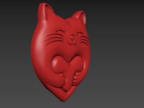 Heart Cat Valentines Day 3D Print Model