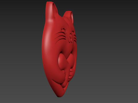 Heart Cat Valentines Day Model Cetak 3D