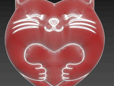Heart Cat Valentines Day Model Cetak 3D