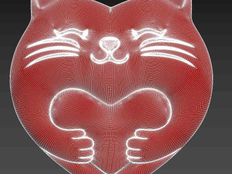 Heart Cat Valentines Day 3D Print Model