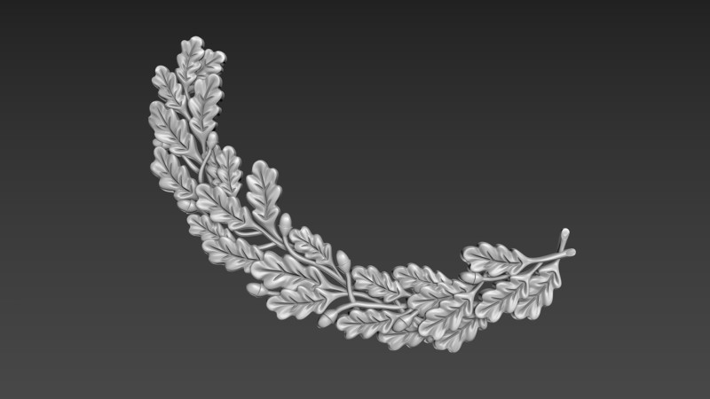 Oak branch relief 3D 模型 .c4d .max .obj .3ds .fbx .stl .blend