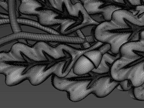 Oak branch relief 3D 模型