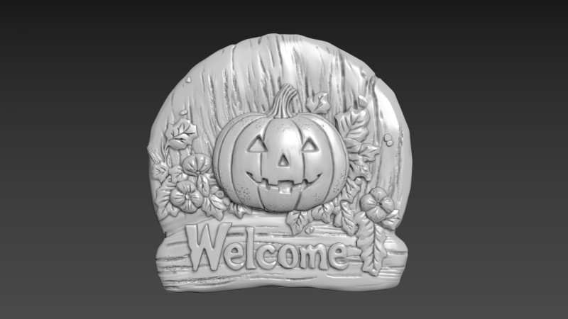 Pumpkin Halloween Relief 3D Model .c4d .max .obj .3ds .fbx .stl .blend 