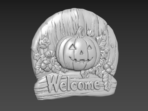 Pumpkin Halloween Relief 3D Model