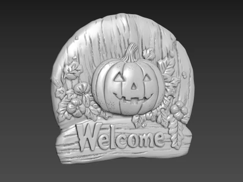 Pumpkin Halloween Relief 3D Model