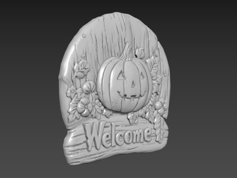 Pumpkin Halloween Relief 3D Model